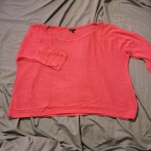 Pink 3/4 length sleeve lightweight crop sweater